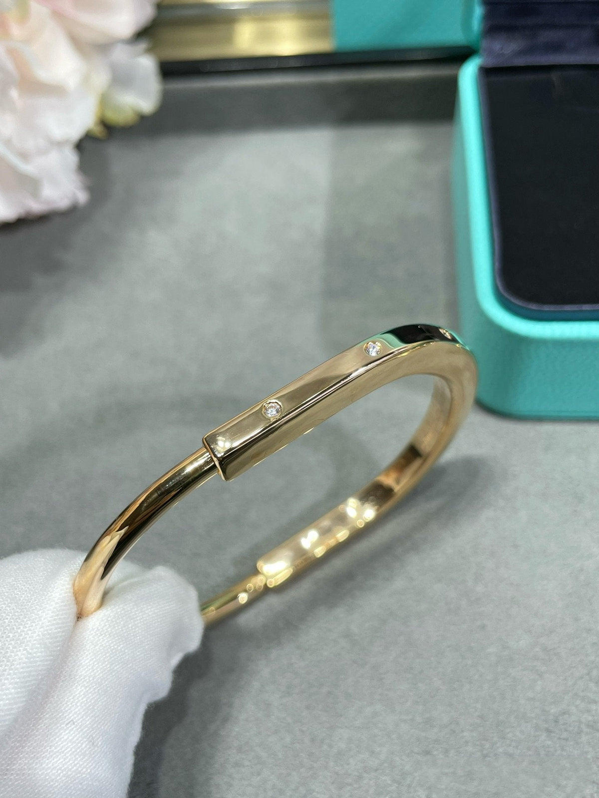 [Haelin Jewelry]LOCK BRACELET 8 DIAMOND