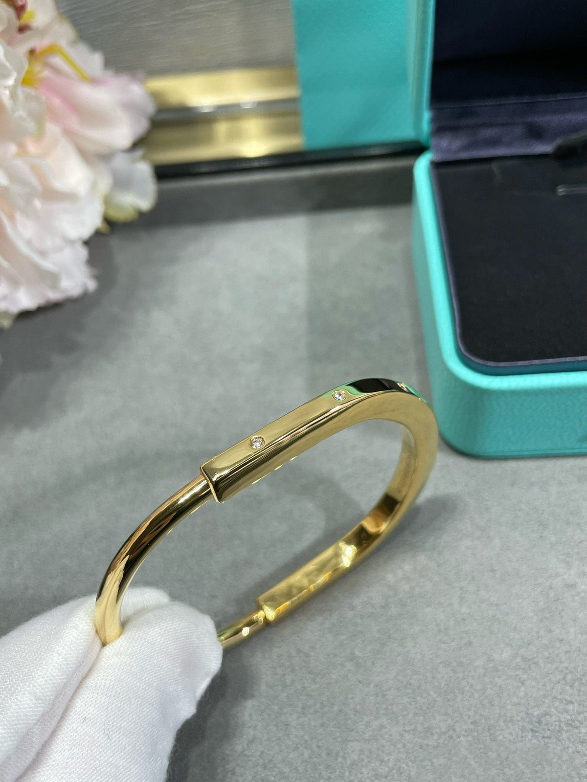 [Haelin Jewelry]LOCK BRACELET 8 DIAMOND