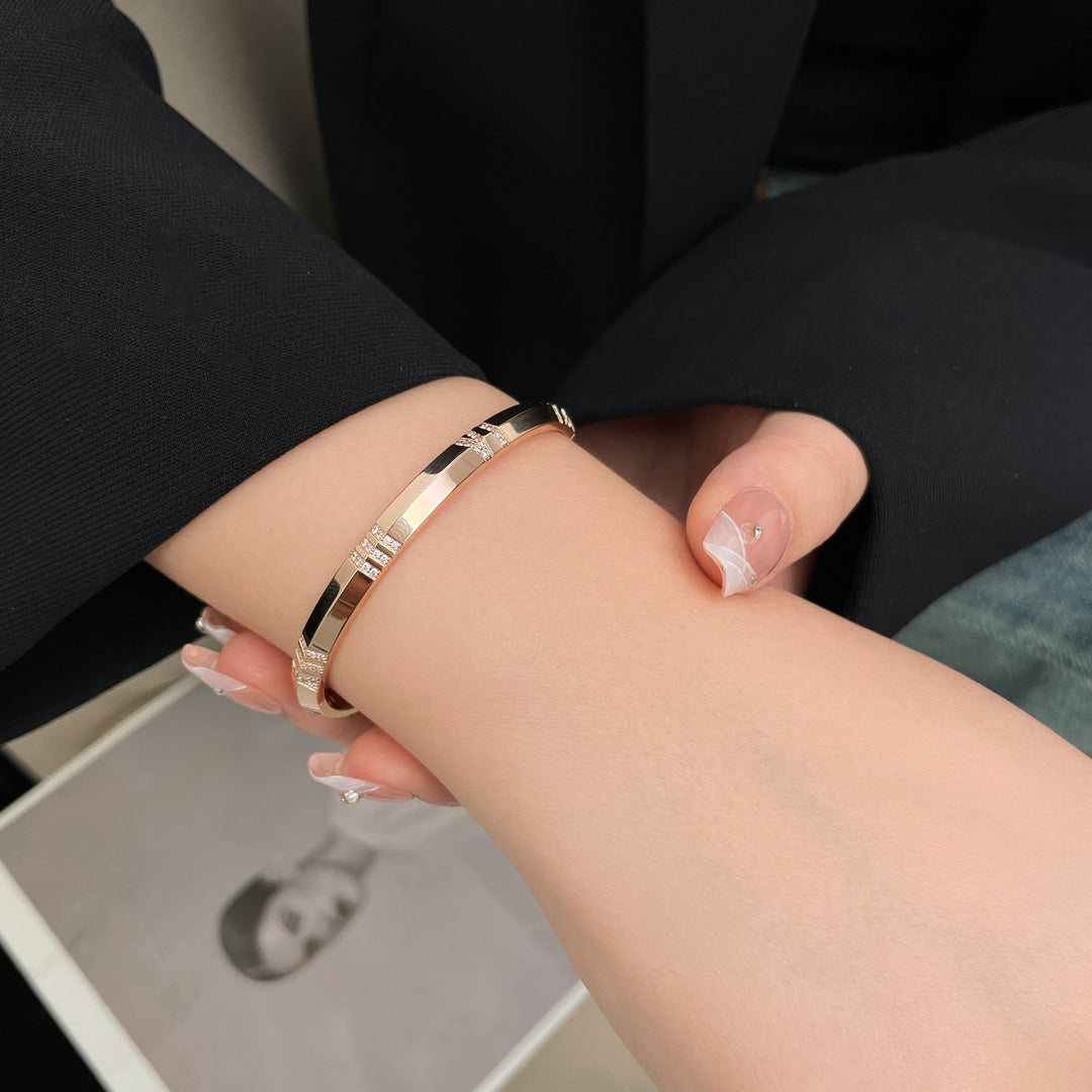 [Haelin Jewelry]ATLAS BRACELET 6MM DIAMOND PINK GOLD