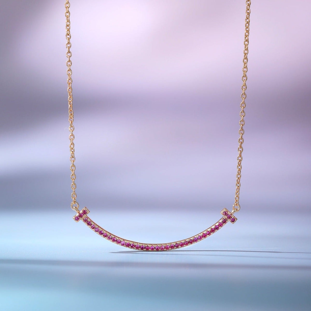 [Haelin Jewelry]BIG SMILE PEDANT PINK DIAMOND NECKLACE