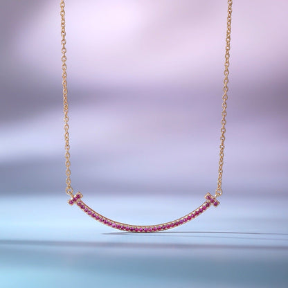 [Haelin Jewelry]BIG SMILE PEDANT PINK DIAMOND NECKLACE