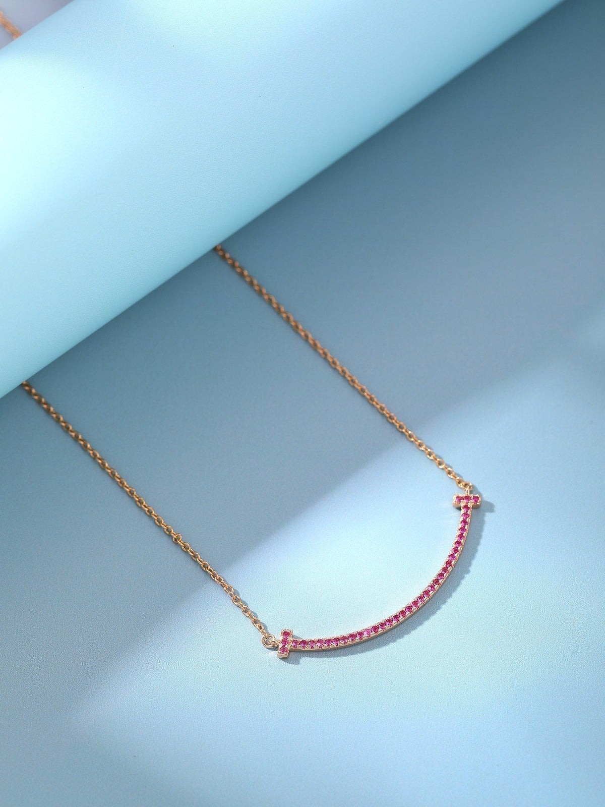 [Haelin Jewelry]BIG SMILE PEDANT PINK DIAMOND NECKLACE