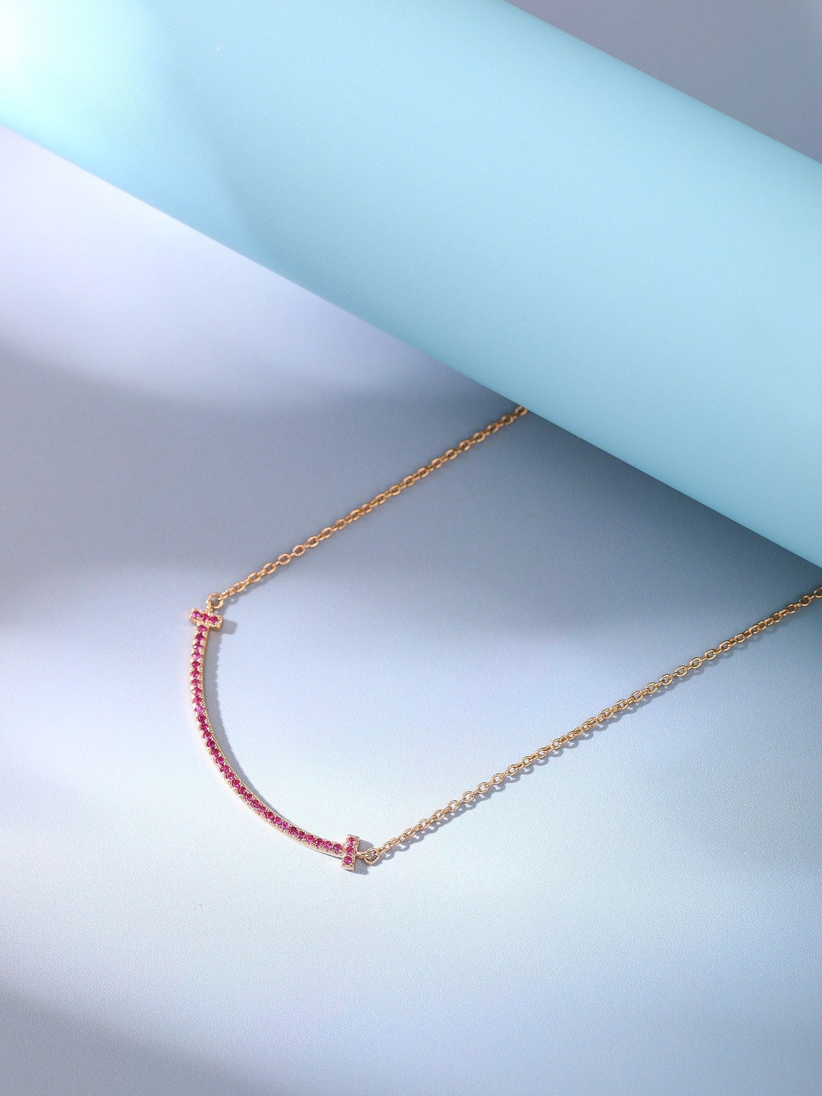 [Haelin Jewelry]BIG SMILE PEDANT PINK DIAMOND NECKLACE