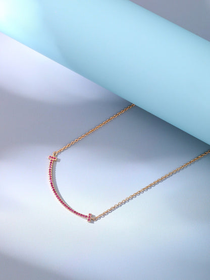 [Haelin Jewelry]BIG SMILE PEDANT PINK DIAMOND NECKLACE