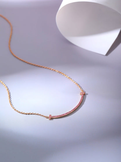 [Haelin Jewelry]BIG SMILE PEDANT PINK DIAMOND NECKLACE