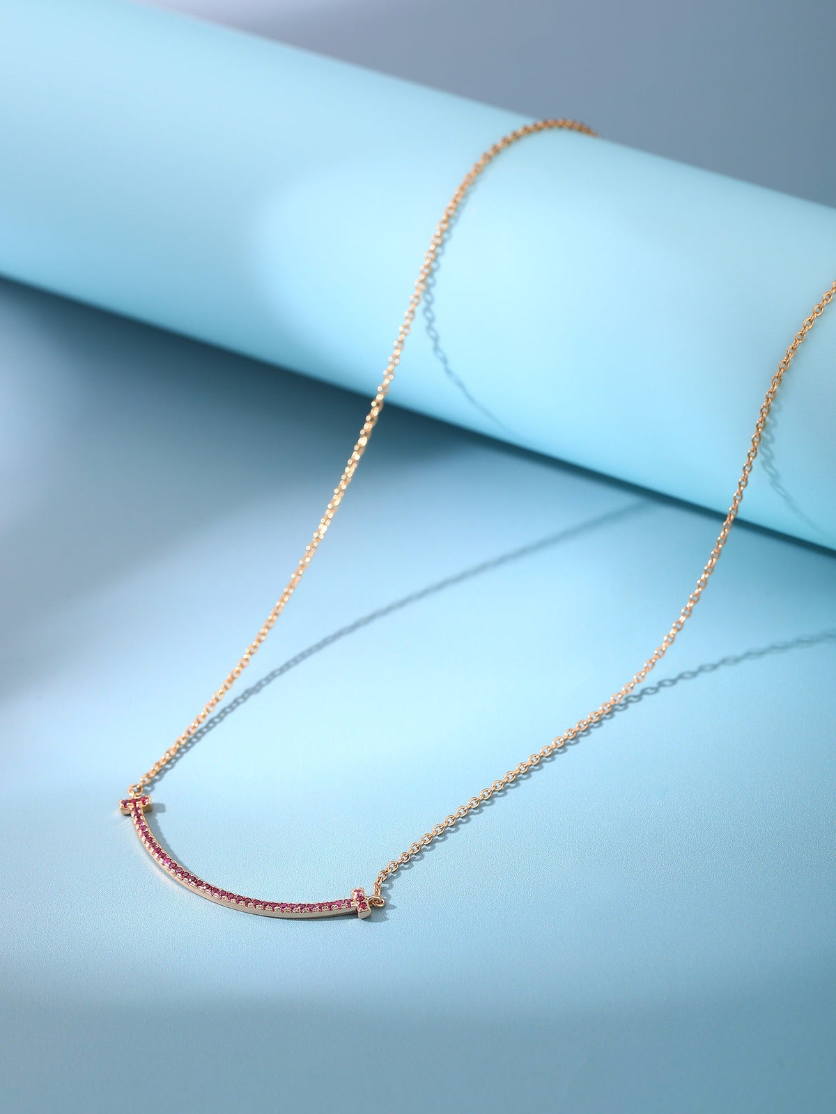 [Haelin Jewelry]BIG SMILE PEDANT PINK DIAMOND NECKLACE