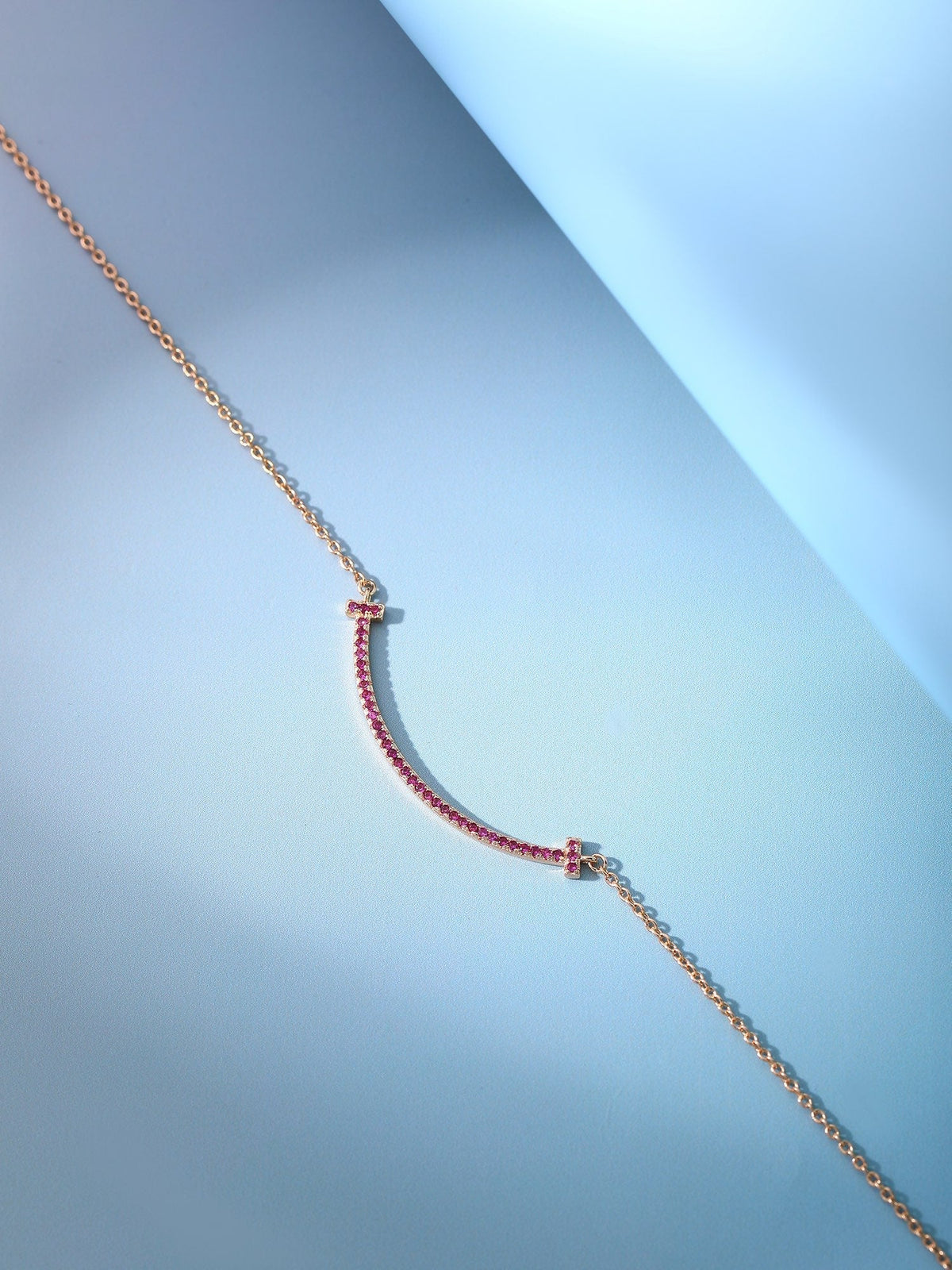 [Haelin Jewelry]BIG SMILE PEDANT PINK DIAMOND NECKLACE