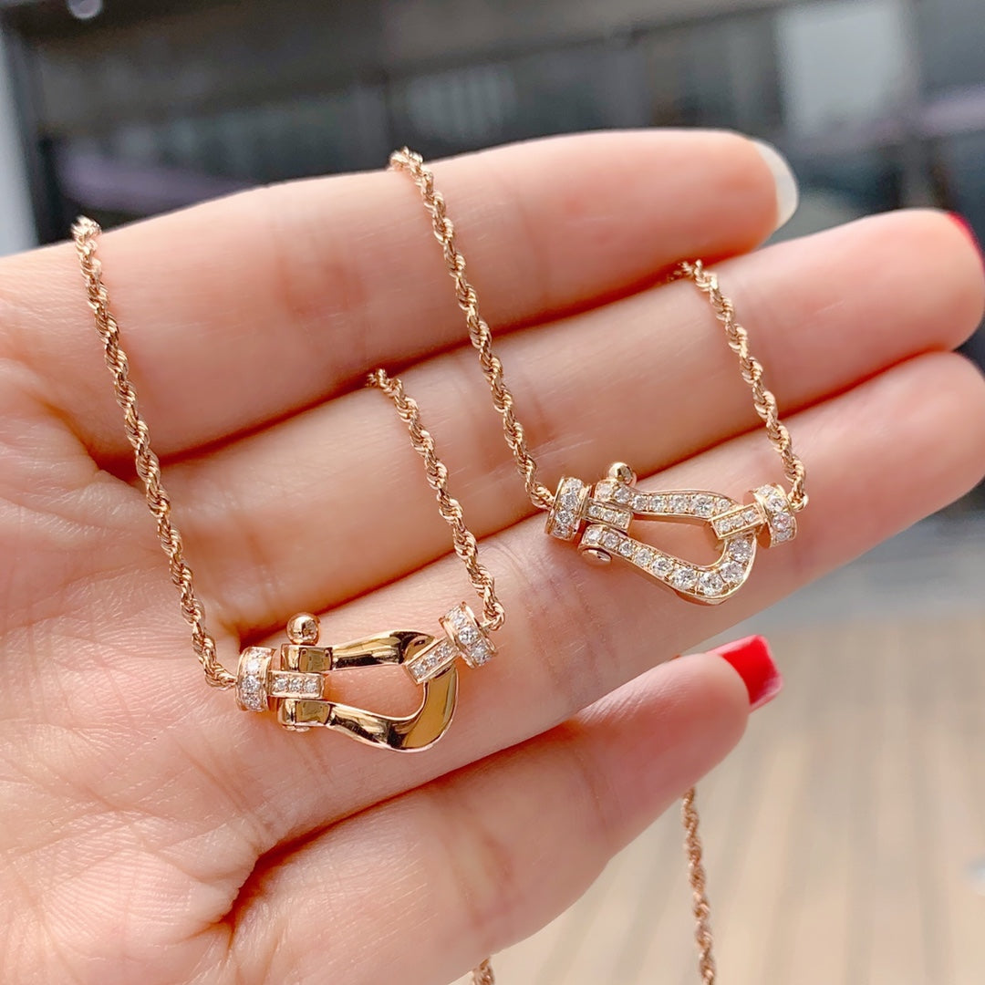 [⭐Haelin Jewelry]FORCE 10 PINK GOLD DIAMOND NECKLACE