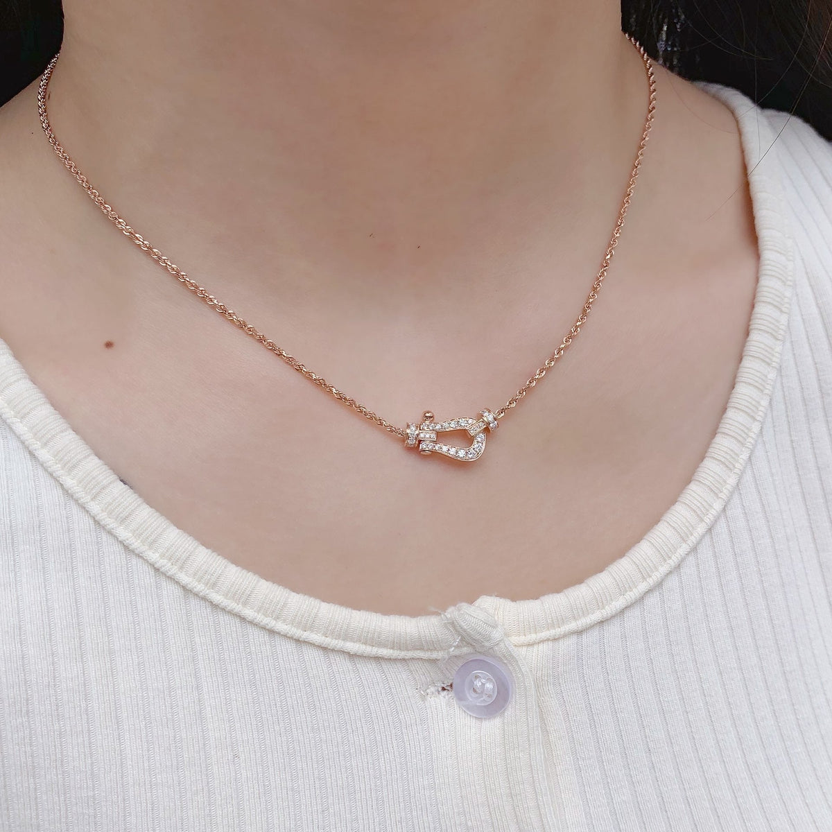 [⭐Haelin Jewelry]FORCE 10 PINK GOLD DIAMOND NECKLACE