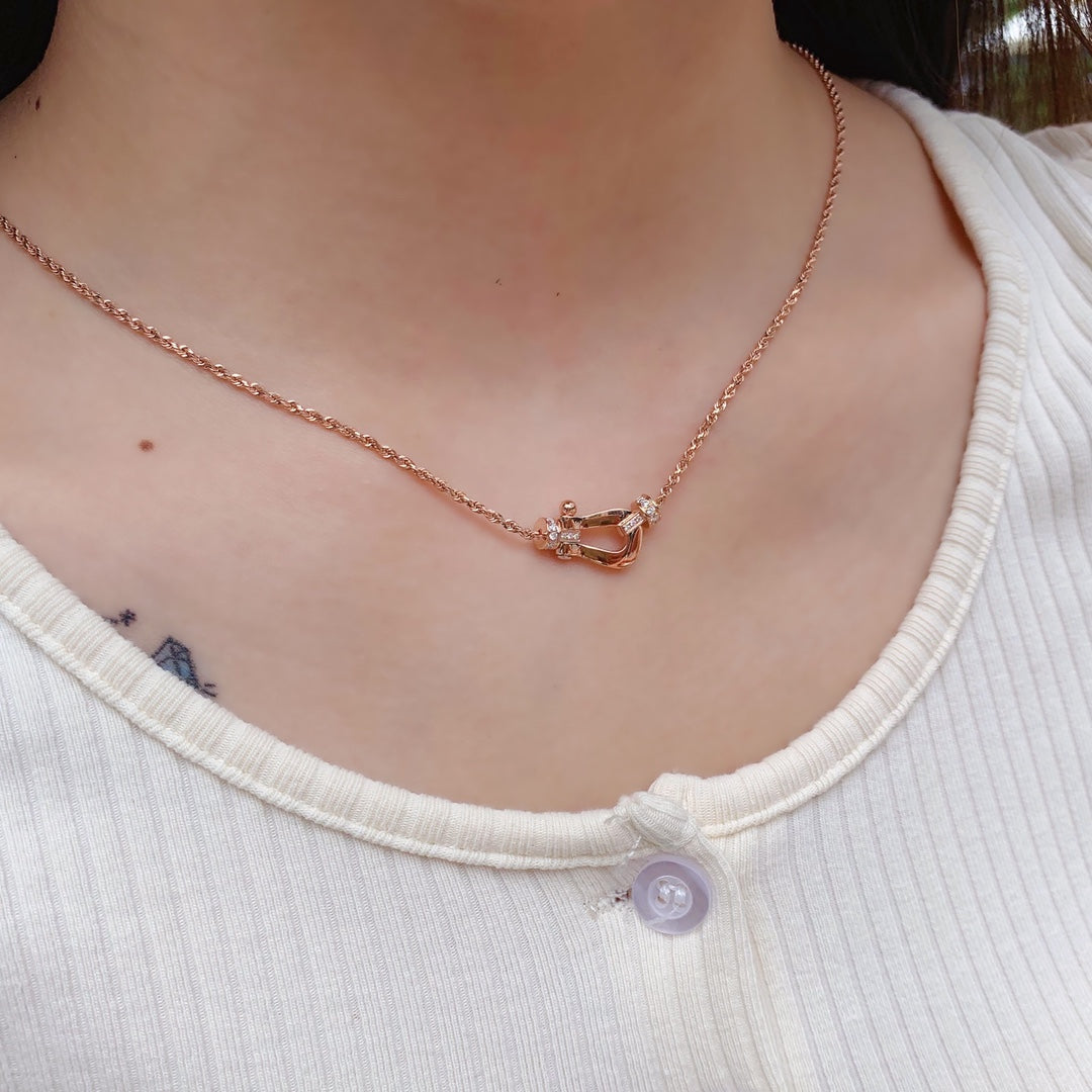 [⭐Haelin Jewelry]FORCE 10 PINK GOLD DIAMOND NECKLACE