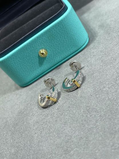 [Haelin Jewelry]EDGE DIAMOND PINK GOLD EARRINGS