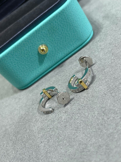 [Haelin Jewelry]EDGE DIAMOND PINK GOLD EARRINGS