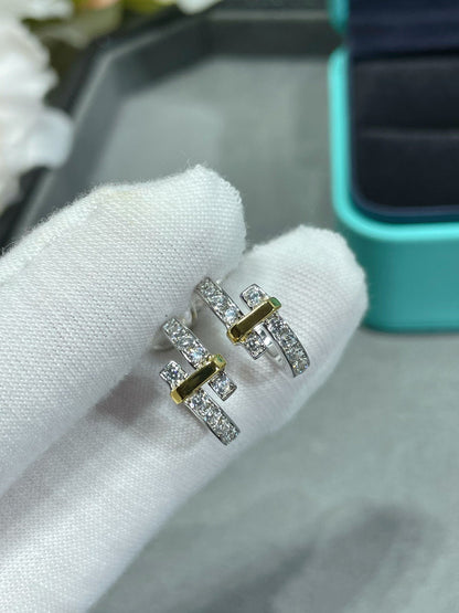 [Haelin Jewelry]EDGE DIAMOND PINK GOLD EARRINGS