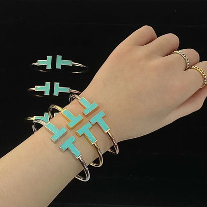 [Haelin Jewelry]T WIDE TURQUOISE OPEN BRACELET