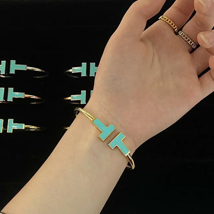 [Haelin Jewelry]T WIDE TURQUOISE OPEN BRACELET