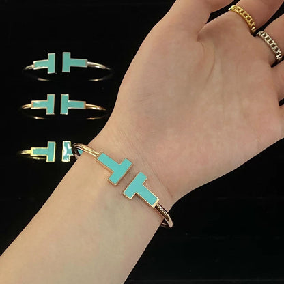 [Haelin Jewelry]T WIDE TURQUOISE OPEN BRACELET