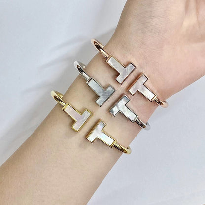 [Haelin Jewelry]T WIDE MOP OPEN BRACELET
