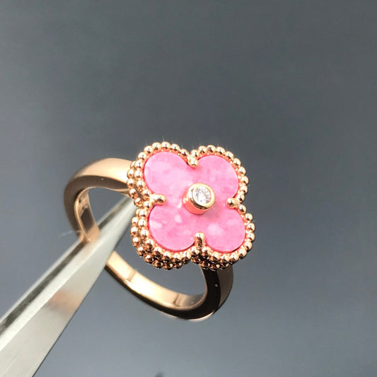[⭐Haelin Jewelry]CLOVER RHODONITE ROSE GOLD RING