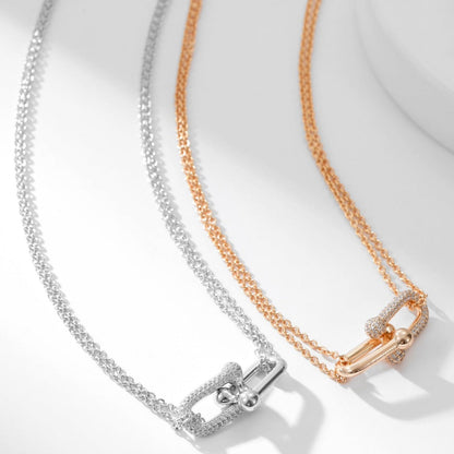 [Haelin Jewelry]HARDWEAR DIAMOND PEDANT DOUBLE CHAIN NECKLACE