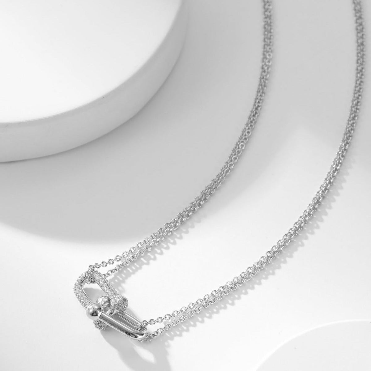 [Haelin Jewelry]HARDWEAR DIAMOND PEDANT DOUBLE CHAIN NECKLACE