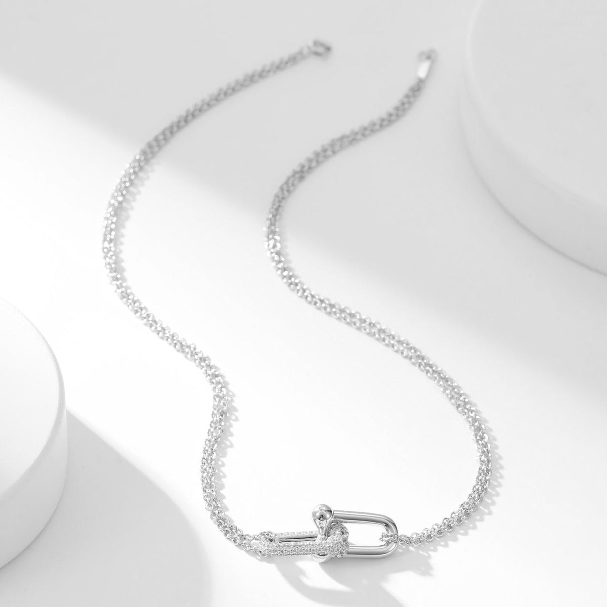 [Haelin Jewelry]HARDWEAR DIAMOND PEDANT DOUBLE CHAIN NECKLACE
