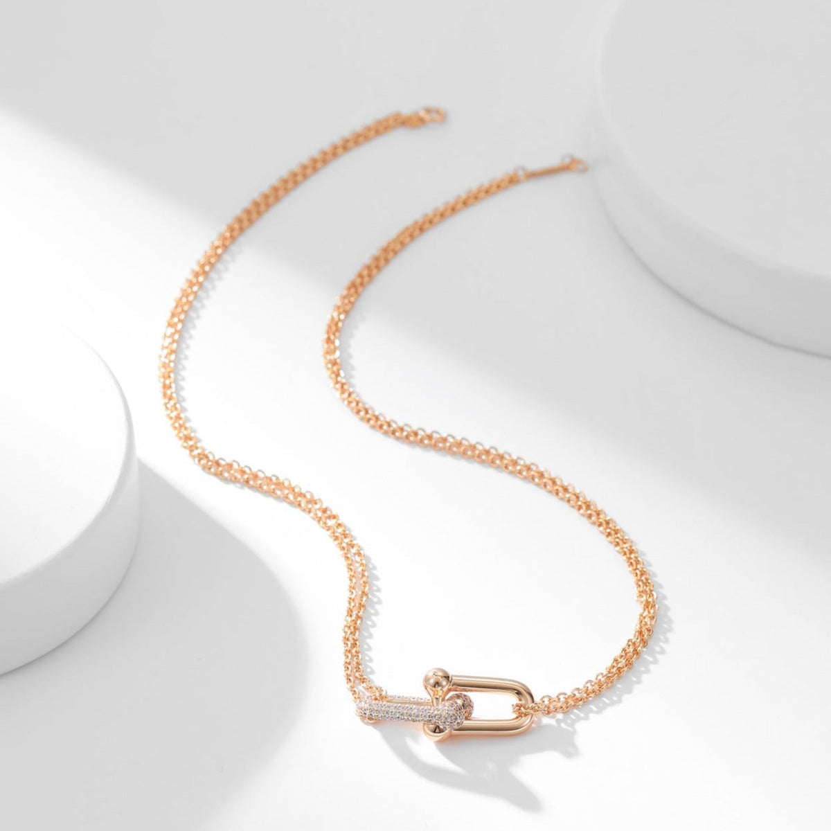 [Haelin Jewelry]HARDWEAR DIAMOND PEDANT DOUBLE CHAIN NECKLACE
