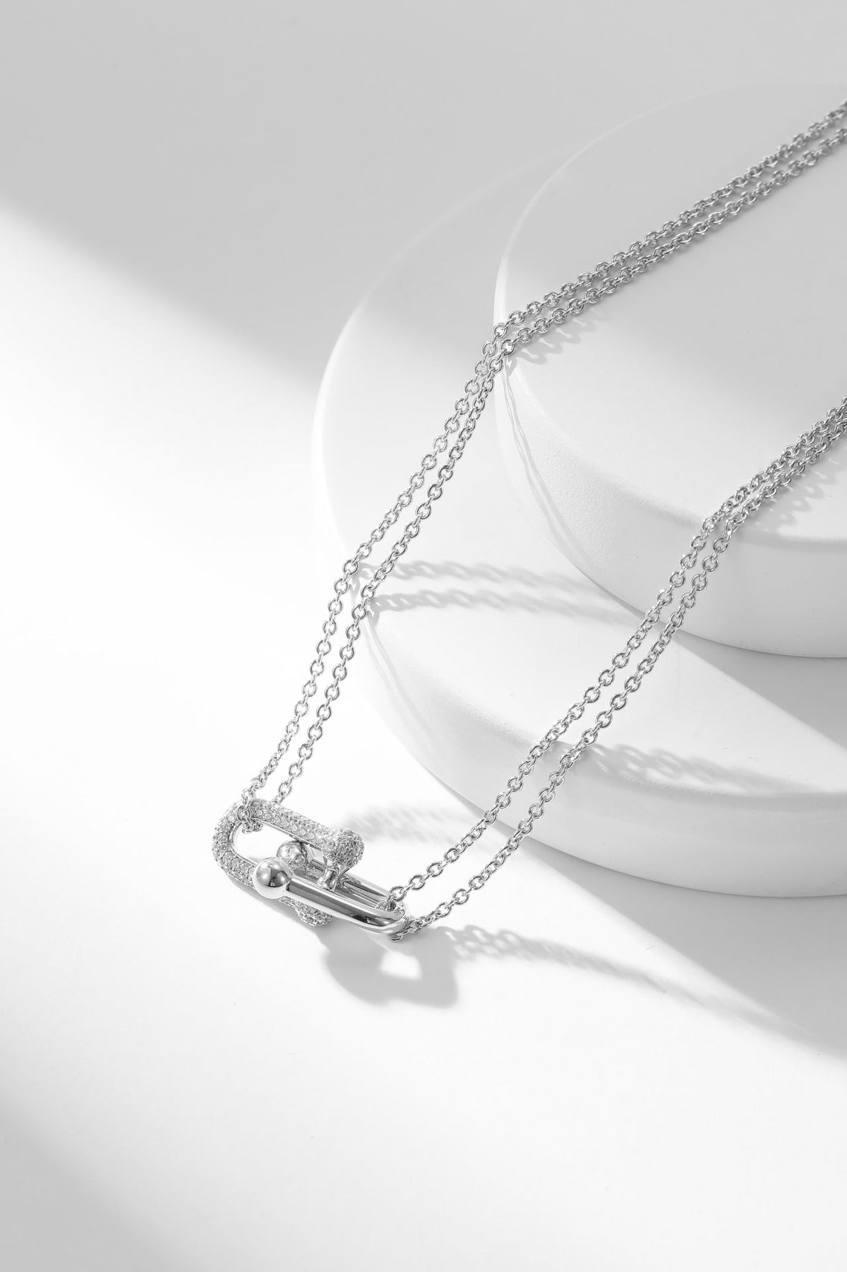 [Haelin Jewelry]HARDWEAR DIAMOND PEDANT DOUBLE CHAIN NECKLACE