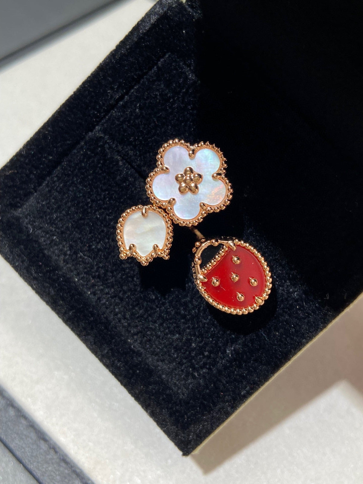 [⭐Haelin Jewelry]LUCKY 3 MOTIF ROSE GOLD RING