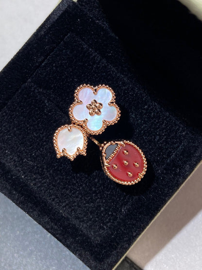 [⭐Haelin Jewelry]LUCKY 3 MOTIF ROSE GOLD RING