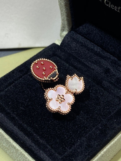 [⭐Haelin Jewelry]LUCKY 3 MOTIF ROSE GOLD RING