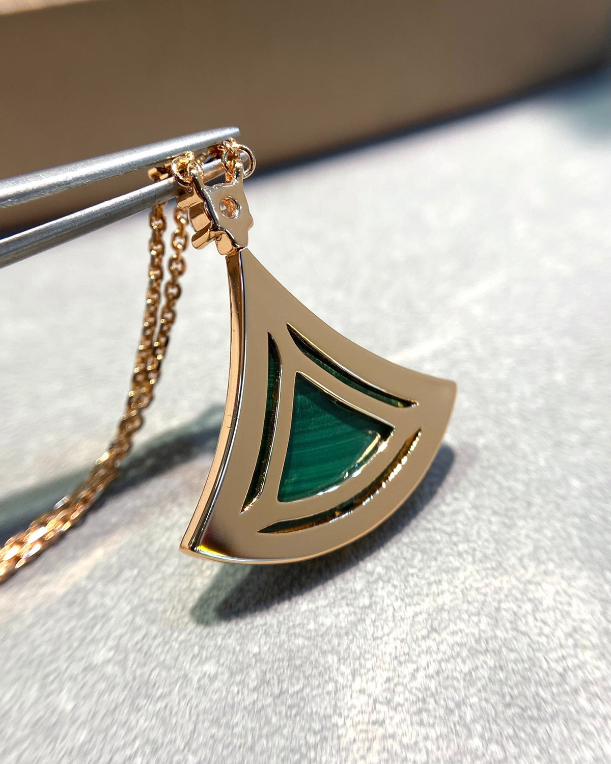 [⭐Haelin Jewelry]DREAM MALACHITE DIAMOND PAVED PINK GOLD NECKLACE