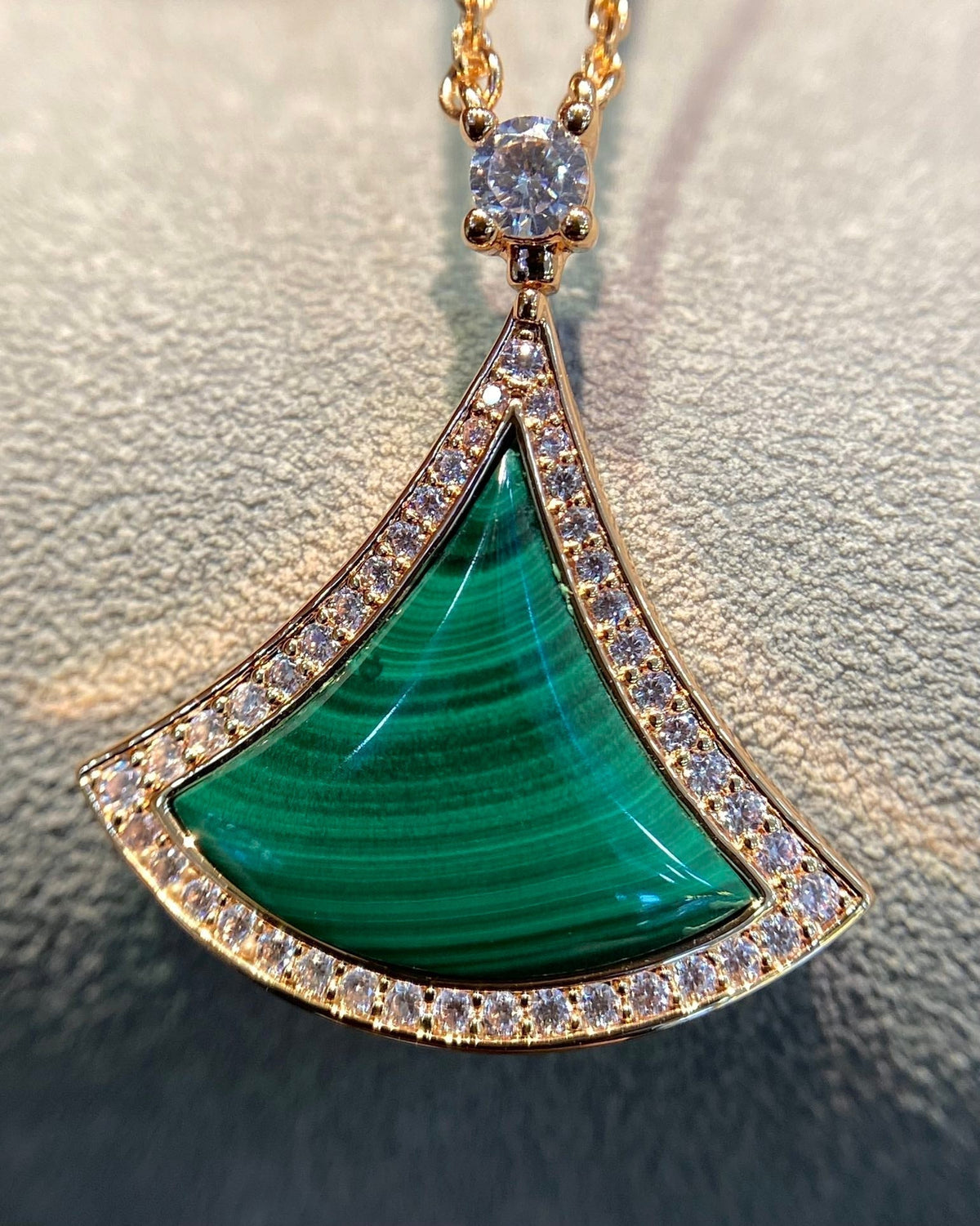 [⭐Haelin Jewelry]DREAM MALACHITE DIAMOND PAVED PINK GOLD NECKLACE