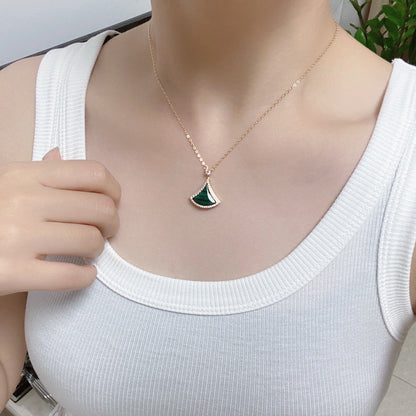 [⭐Haelin Jewelry]DREAM MALACHITE DIAMOND PAVED PINK GOLD NECKLACE