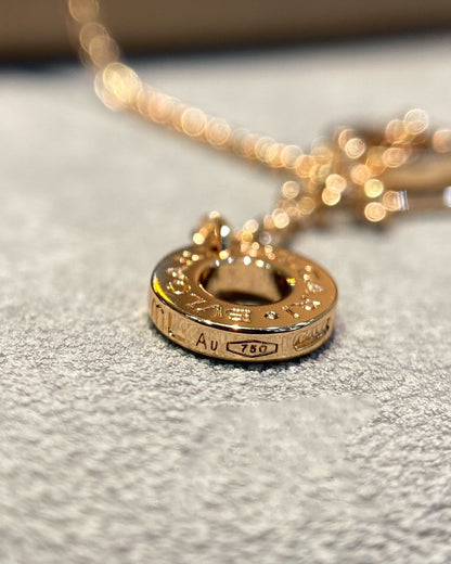 [⭐Haelin Jewelry]DREAM MOP DIAMOND PAVED PINK GOLD NECKLACE