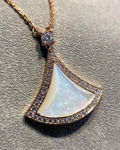 [⭐Haelin Jewelry]DREAM MOP DIAMOND PAVED PINK GOLD NECKLACE