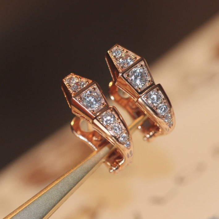 [⭐Haelin Jewelry]SERPENT PINK GOLD DIAMOND EARRINGS
