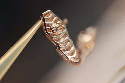[⭐Haelin Jewelry]SERPENT PINK GOLD DIAMOND EARRINGS
