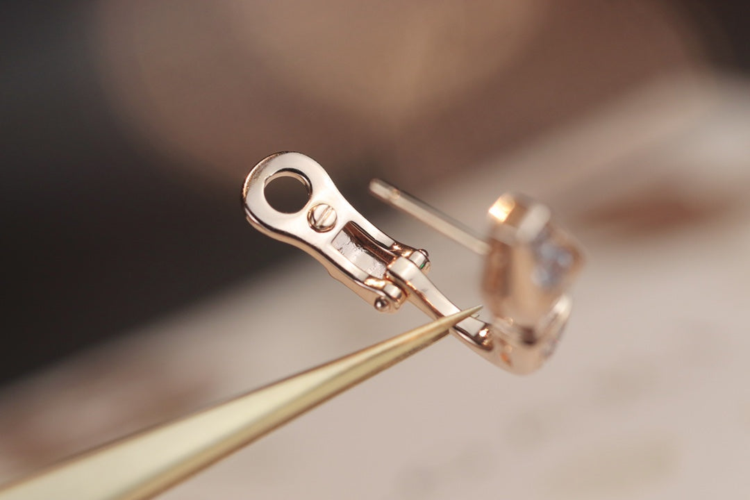 [⭐Haelin Jewelry]SERPENT PINK GOLD DIAMOND EARRINGS