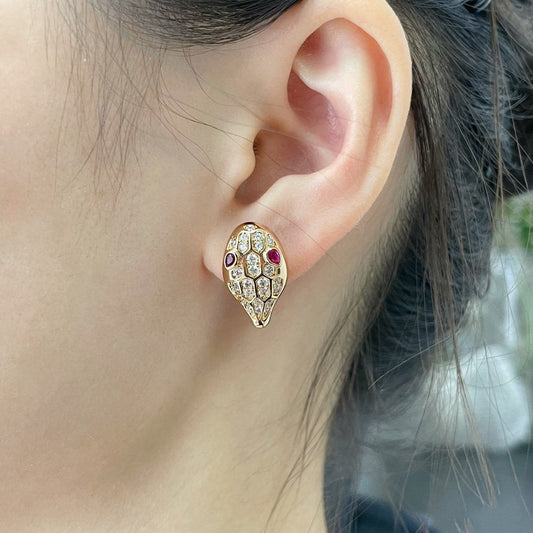 [⭐Haelin Jewelry]SERPENT DIAMOND STUD EARRINGS