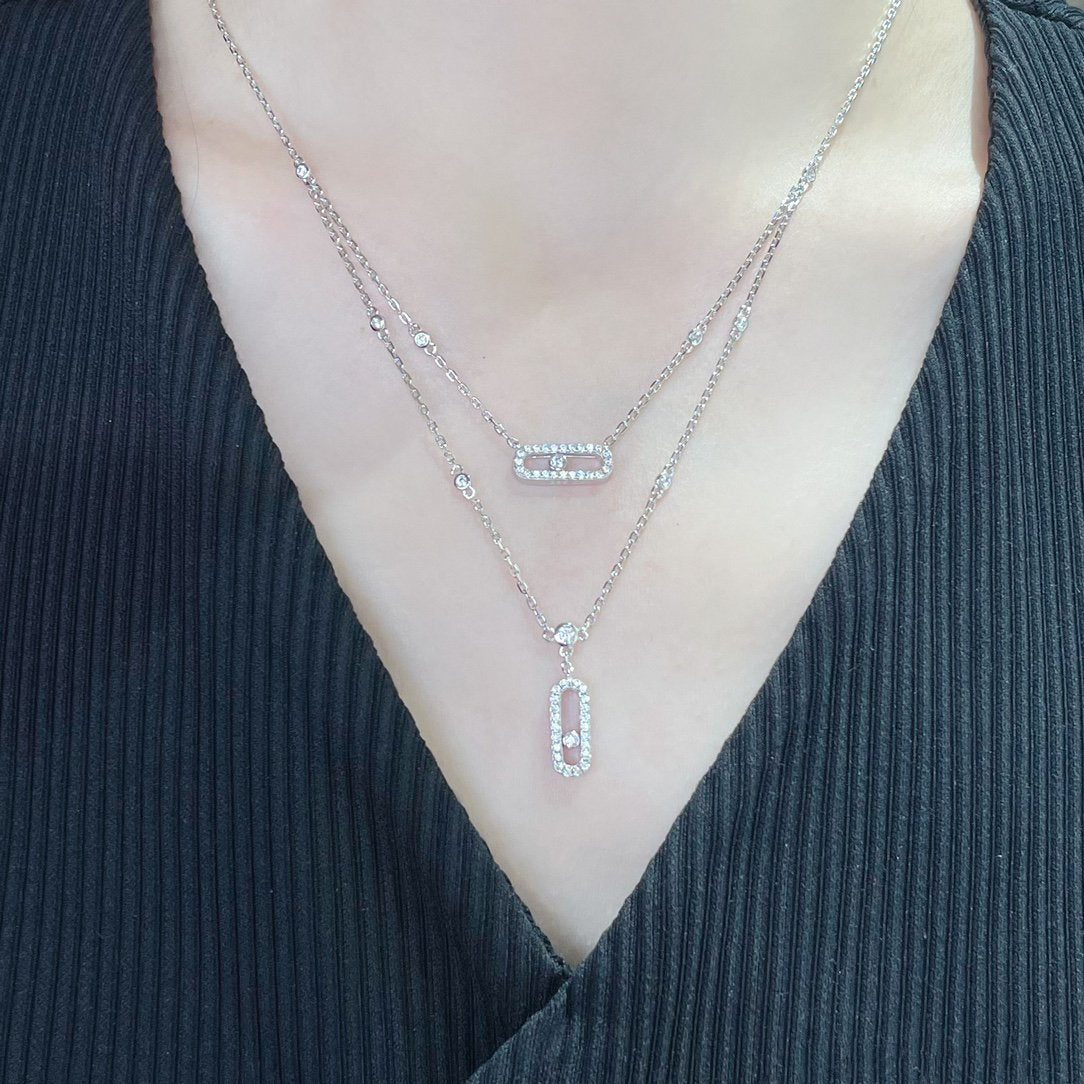 [⭐Haelin Jewelry]MOVE 2 ROW DIAMOND NECKLACE