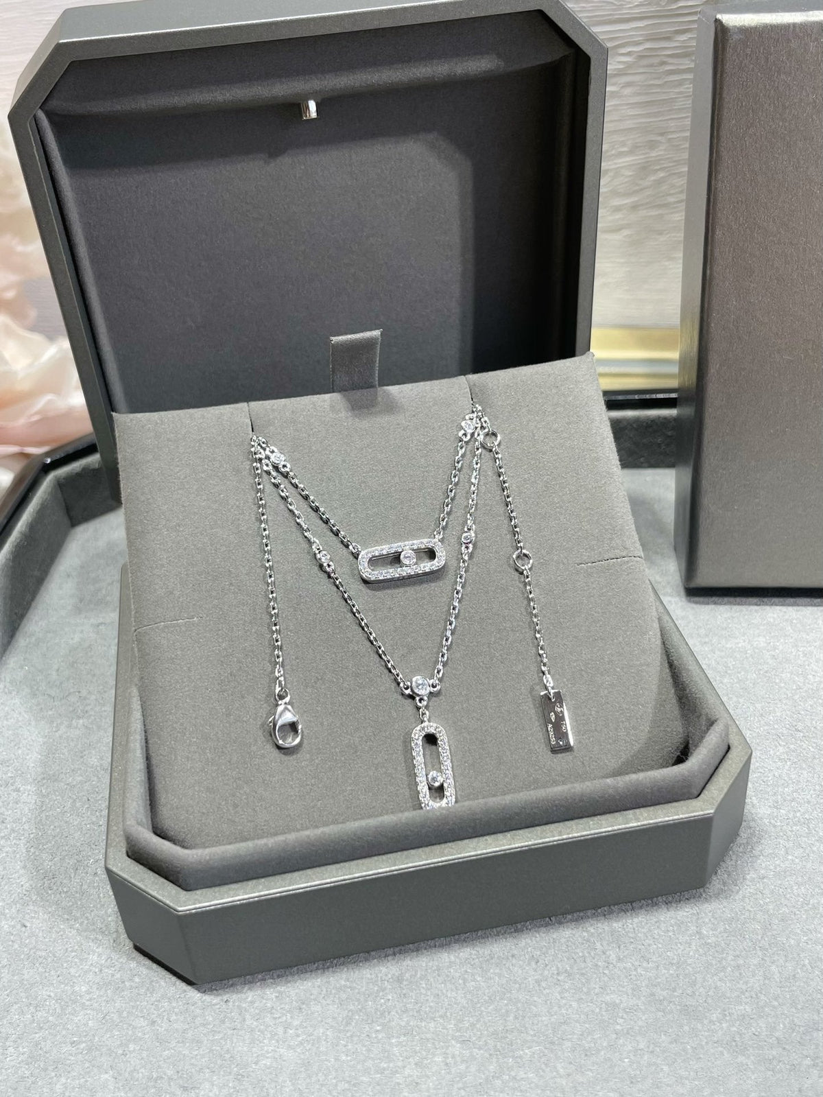 [⭐Haelin Jewelry]MOVE 2 ROW DIAMOND NECKLACE