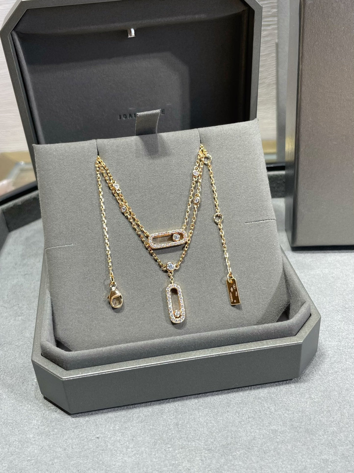 [⭐Haelin Jewelry]MOVE 2 ROW DIAMOND NECKLACE