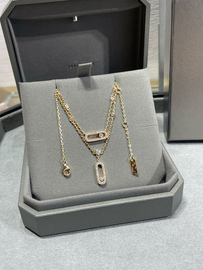 [⭐Haelin Jewelry]MOVE 2 ROW DIAMOND NECKLACE