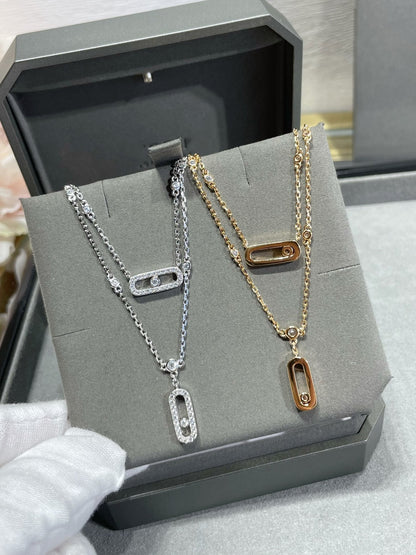 [⭐Haelin Jewelry]MOVE 2 ROW DIAMOND NECKLACE