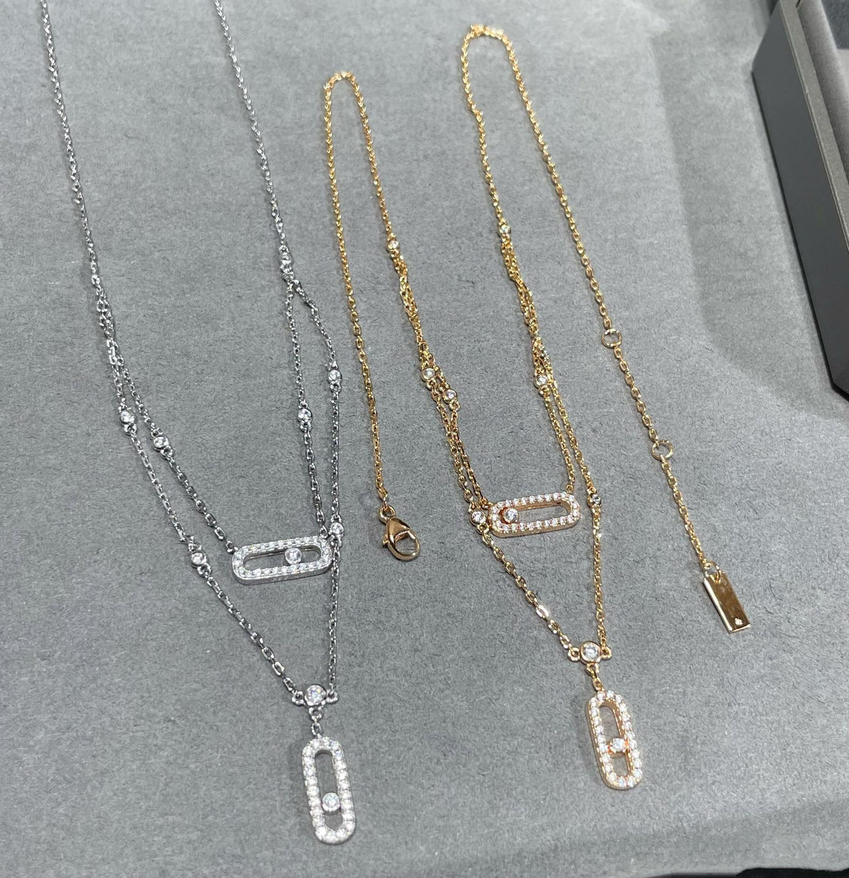 [⭐Haelin Jewelry]MOVE 2 ROW DIAMOND NECKLACE