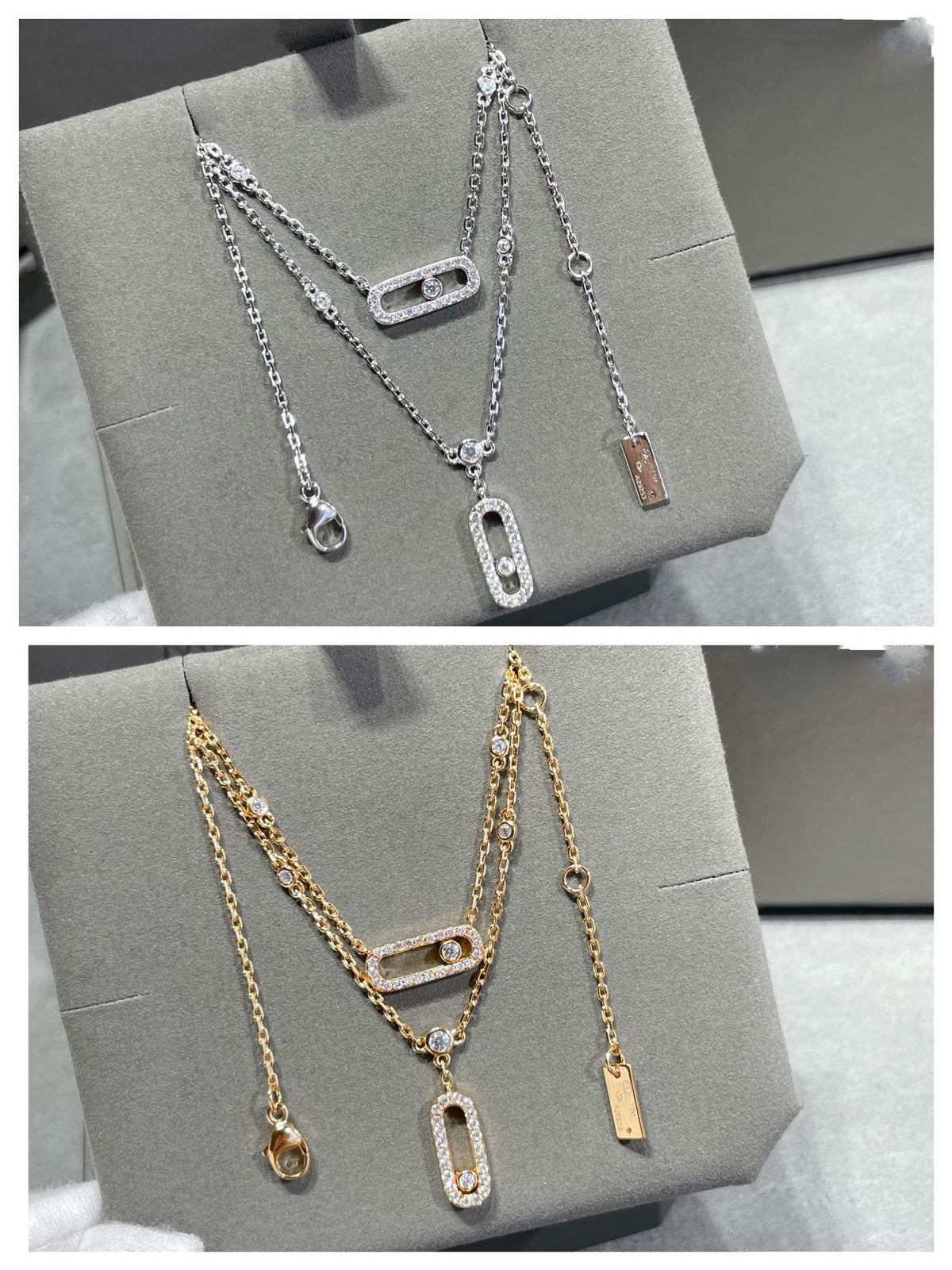 [⭐Haelin Jewelry]MOVE 2 ROW DIAMOND NECKLACE