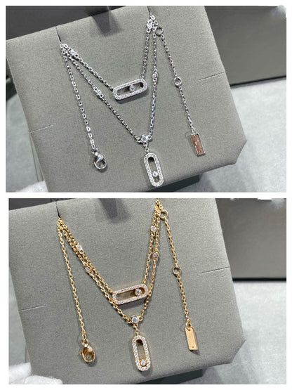 [⭐Haelin Jewelry]MOVE 2 ROW DIAMOND NECKLACE