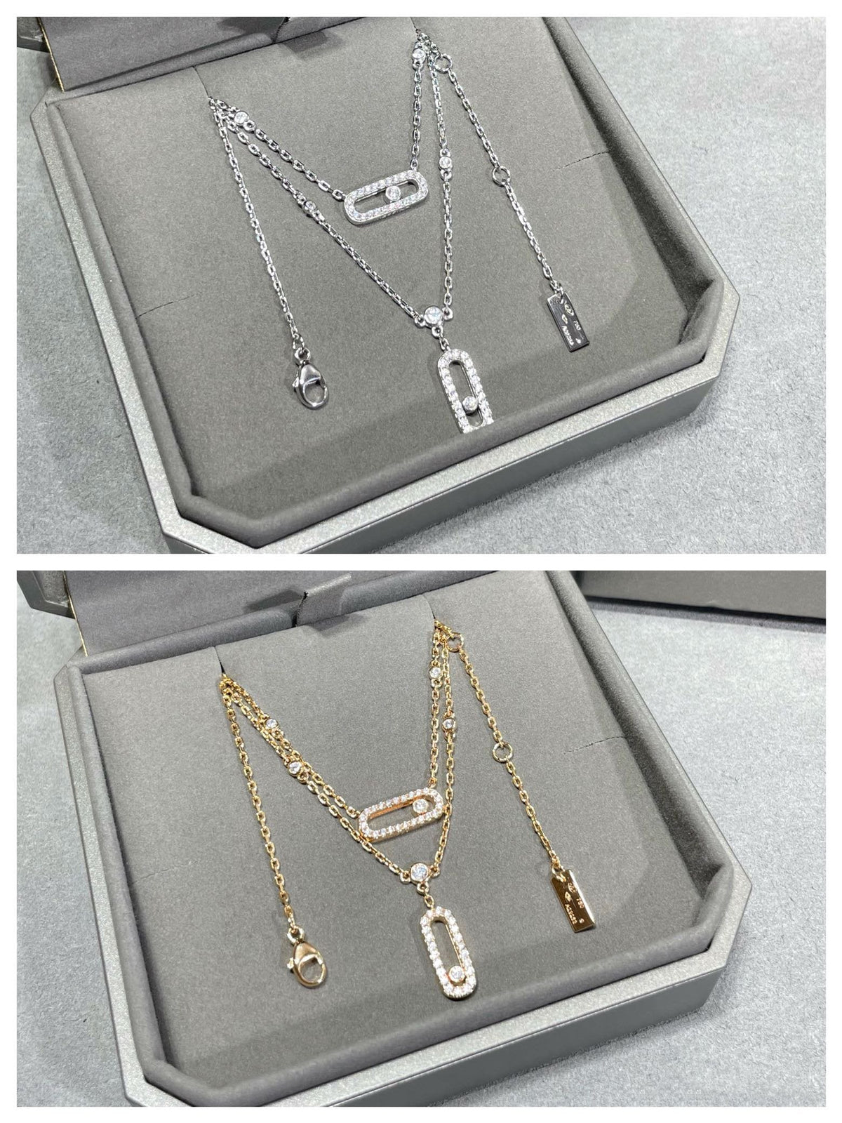 [⭐Haelin Jewelry]MOVE 2 ROW DIAMOND NECKLACE