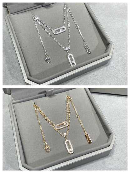 [⭐Haelin Jewelry]MOVE 2 ROW DIAMOND NECKLACE
