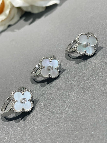 [⭐Haelin Jewelry]CLOVER SILVER MOP DIAMOND RING